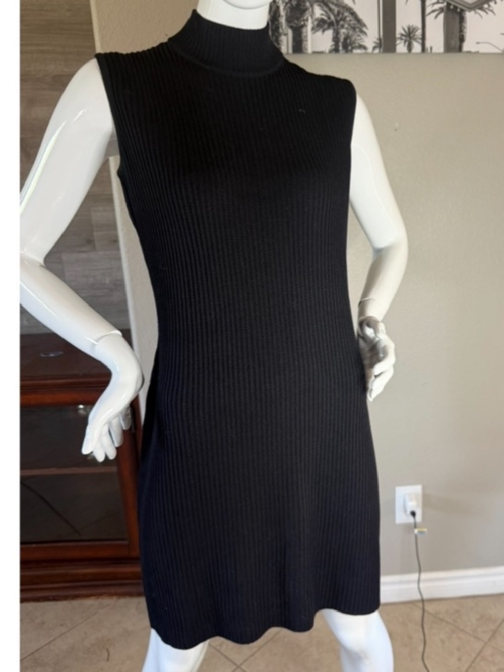 ST. JOHN SPORT Black Ribbed Sleeveless Dress 14 XL
